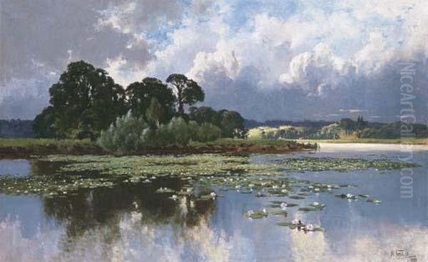 Lilypond, Centennial Park Oil Painting by Henri Tebbitt