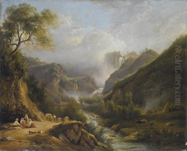 Veduta Della Cascata Delle Marmore Oil Painting by Lievine Teerlink