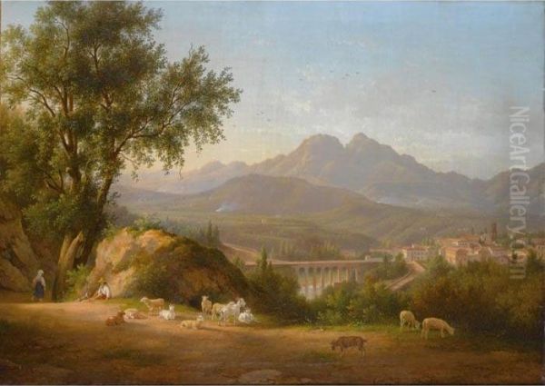 A View Of Cava Dei Tirreni Near Salerno, Italy Oil Painting by Lievine Teerlink