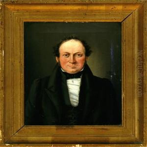 Portrait Of A Gentleman In A Black Jacket And Waistcoat Oil Painting by Christian Martin Tegner