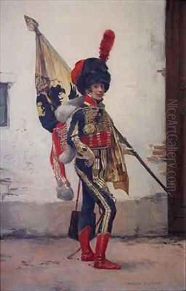 A Standard Bearer Oil Painting by Francois Flameng