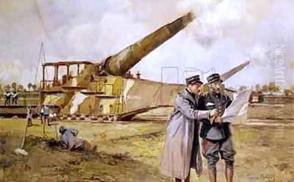 Heavy Artillery on the Railway Oil Painting by Francois Flameng