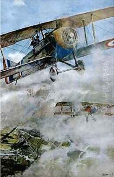 Spads Patrolling Oil Painting by Francois Flameng