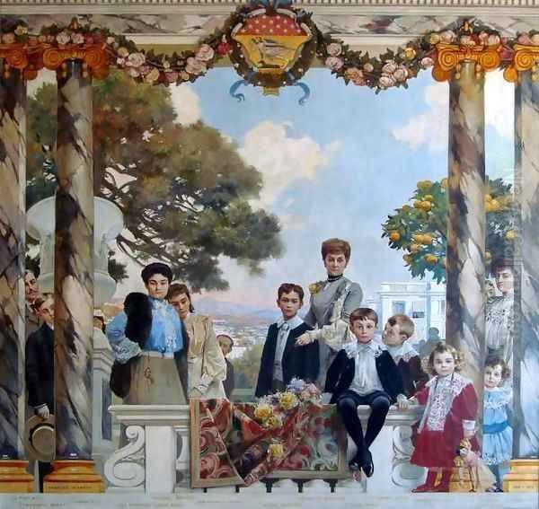 The Massena and Murat Families Oil Painting by Francois Flameng