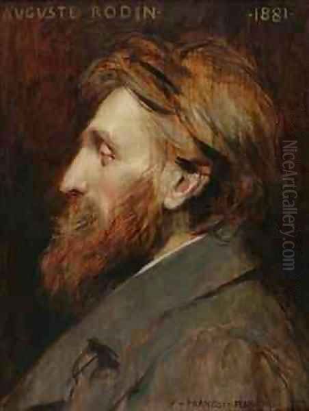 Portrait of Auguste Rodin 1840-1917 Oil Painting by Francois Flameng