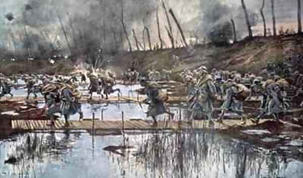 The Battle of the Yser in 1914 Oil Painting by Francois Flameng