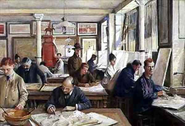 The Workshop of the Architect Georges Chedanne Oil Painting by Francois Flameng