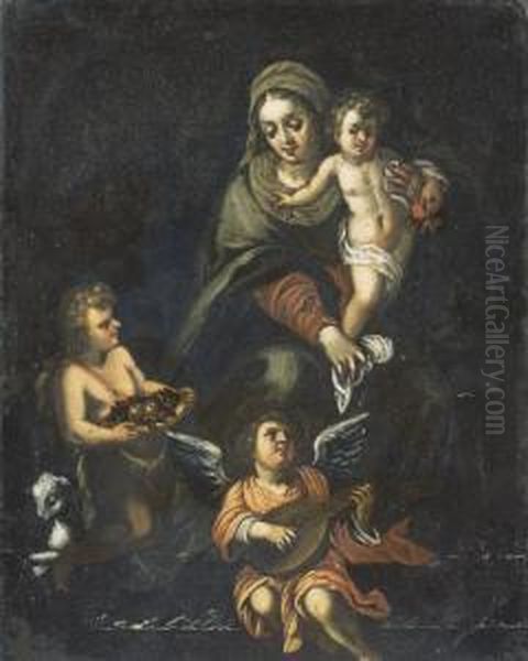 Vierge A L'enfant Avec Saint Jean-baptiste Et Un Ange Musicien Oil Painting by Antonia Tempesta