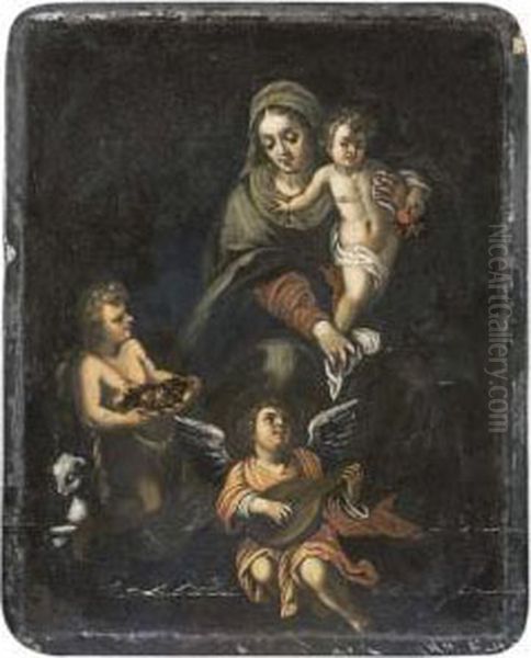 Vierge A L'enfant Avec Saint Jean-baptiste Et Un Ange Musicien Oil Painting by Antonia Tempesta