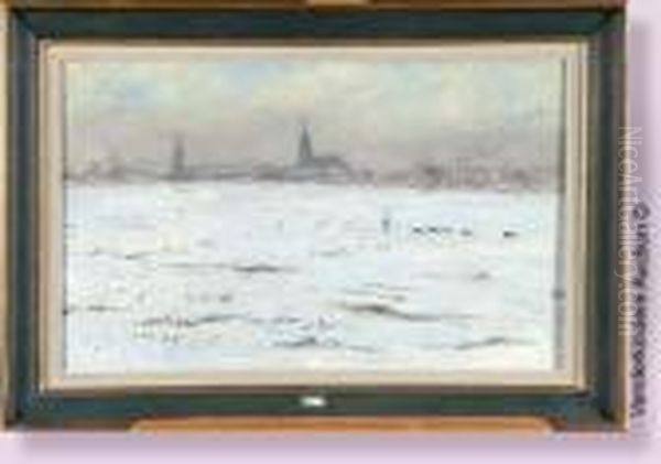 Berger Et Son Troupeau Dans Un Paysage Enneige Oil Painting by Siebe Johannes ten Cate