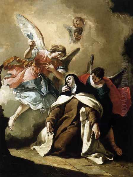 The Ecstasy of St Therese Oil Painting by Francesco Fontebasso