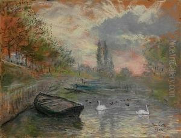 Coucher De Soleil Sur Une Riviere Oil Painting by Siebe Johannes ten Cate