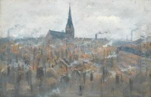 View Of A City Oil Painting by Siebe Johannes ten Cate