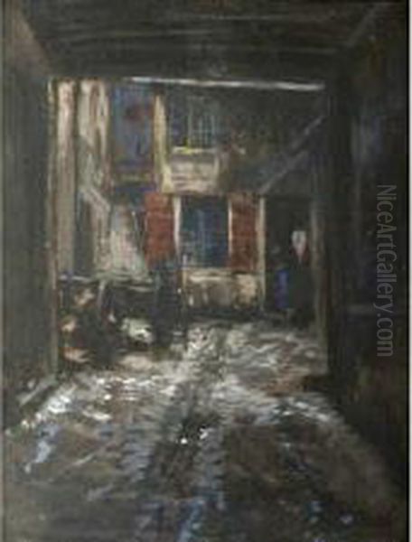 Entree Au Cabaret Au Havre Gouache Signee En Bas A Gauche Et Date 07 33 X 25 Cm Oil Painting by Siebe Johannes ten Cate