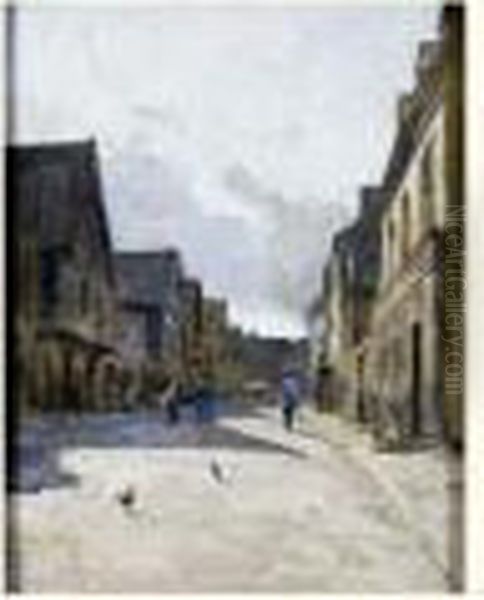 Rue De Village Animee Oil Painting by Siebe Johannes ten Cate