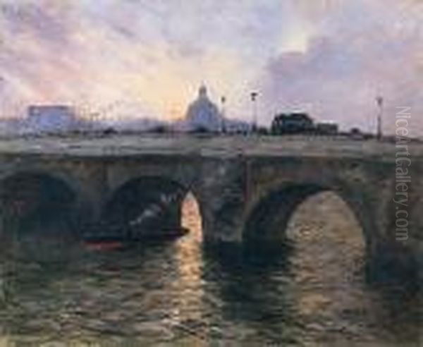 Pont-royal Au Soleil Couchant Oil Painting by Siebe Johannes ten Cate