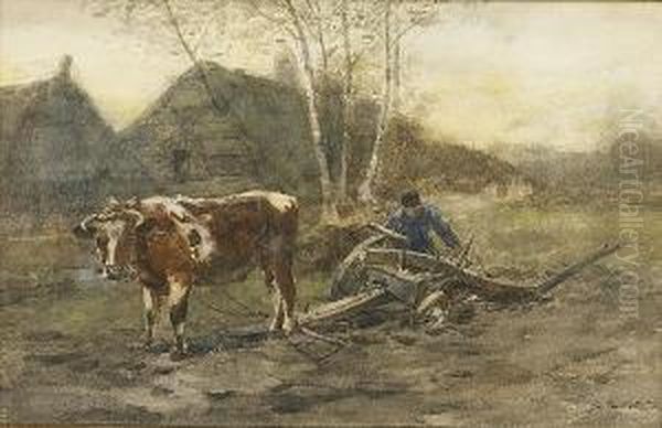 At The Plough Oil Painting by Johan Mari Ten Kate