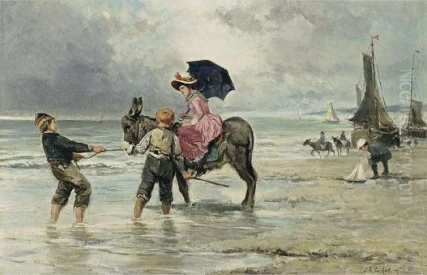 The Donkey Ride Oil Painting by Johan Mari Ten Kate