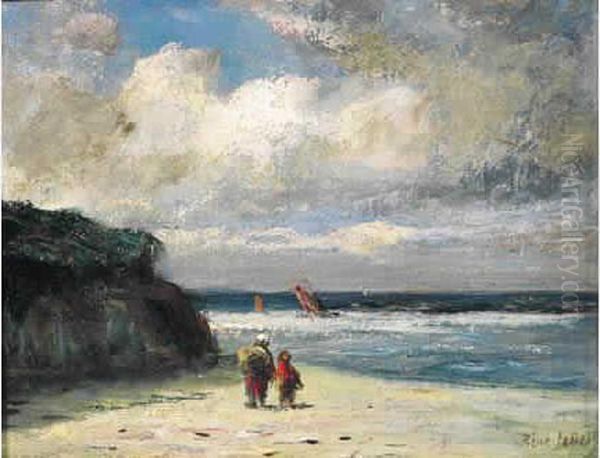 Bord De Mer En Normandie Oil Painting by Rene Tener