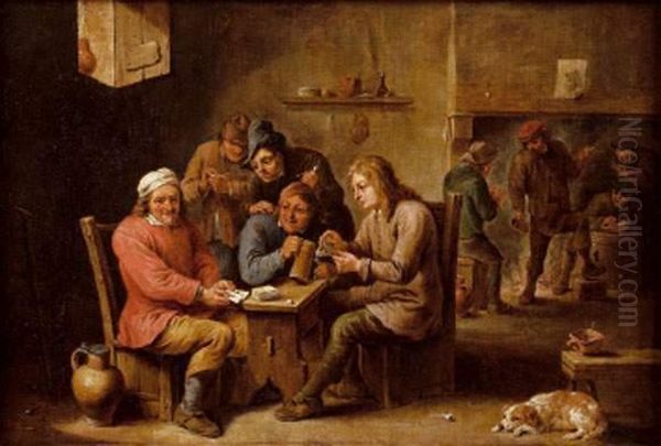 Les Joueurs De Cartes Oil Painting by Abraham Teniers