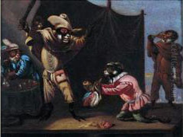 Singerie Oil Painting by Abraham Teniers