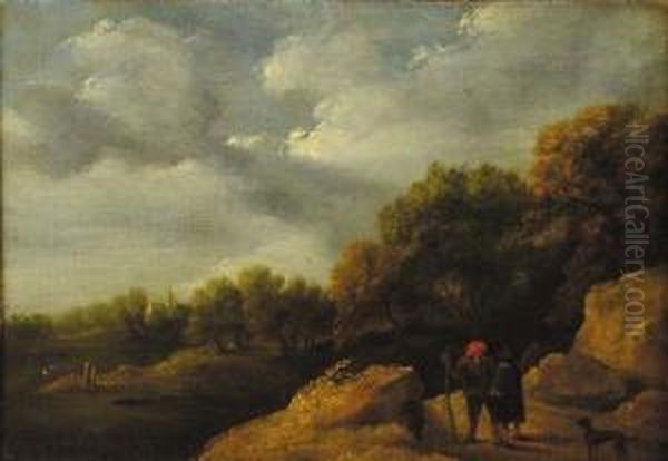 Paesaggio Boschivo Con Fiume E Figure Oil Painting by David The Younger Teniers