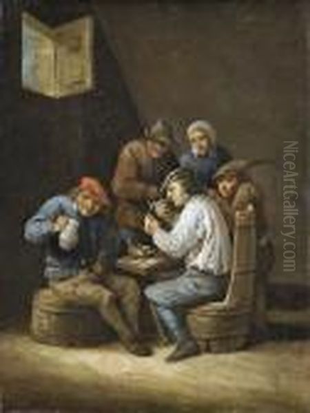 Osteria Con Fumatori Di Pipa Oil Painting by David The Younger Teniers