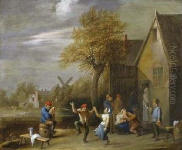 Danse Villageoise Devant Une Auberge. Oil Painting by David The Younger Teniers