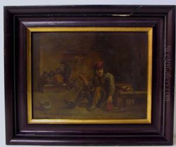 Interieurzicht Met Rokers Oil Painting by David The Younger Teniers