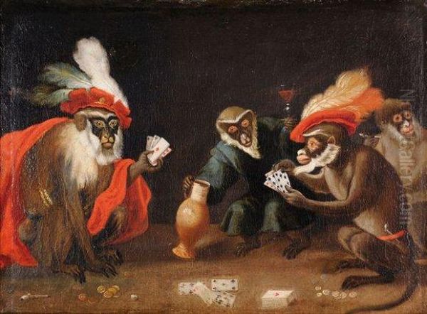 L'ecole Des Singes Oil Painting by David The Elder Teniers