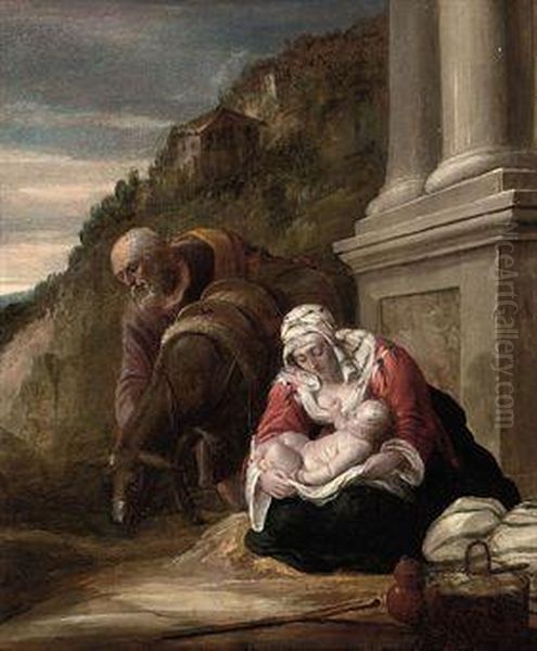 The Rest On The Flight Into Egypt Oil Painting by David The Elder Teniers