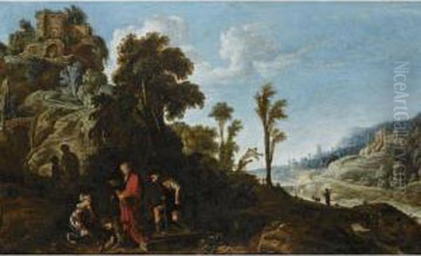 An Extensive Wooded Landscape With A Biblical Scene Oil Painting by David The Elder Teniers