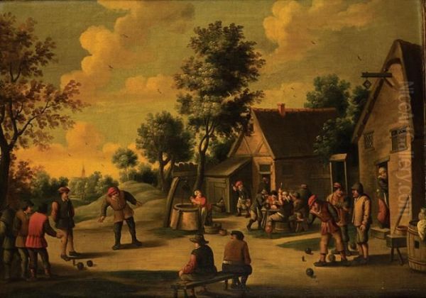 Jeu De Quilles Pres De L'auberge Oil Painting by David The Elder Teniers