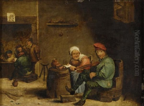 Stubeninterieur Mit Musizierenden Bauern. Oil Painting by David The Elder Teniers