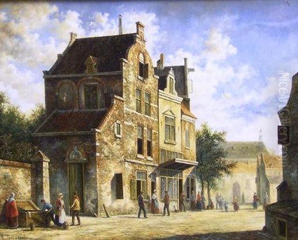 Dutch Town Scene Oil Painting by David The Elder Teniers