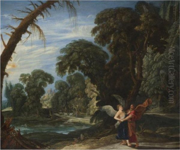 Jacob Wrestling With The Angel Oil Painting by David The Elder Teniers