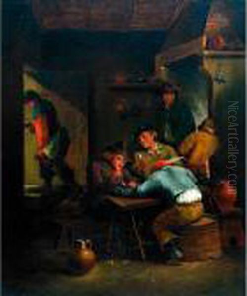 Peasant Smokers In A Tavern Oil Painting by David The Younger Teniers