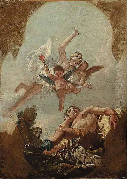 Diana and Endymion a bozzetto Oil Painting by Francesco Fontebasso