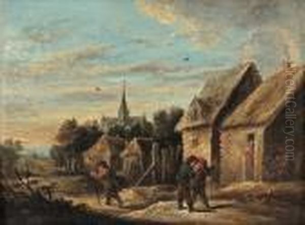 Y Hans Efterfoljd, Bygata Med Samtalande Bonder Oil Painting by David The Younger Teniers