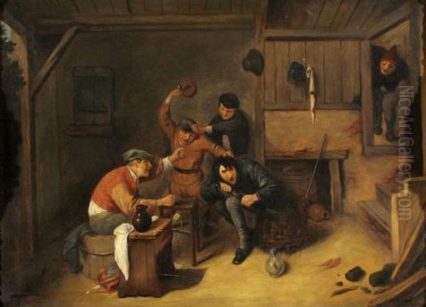 Drunken Brawl Oil Painting by David The Younger Teniers