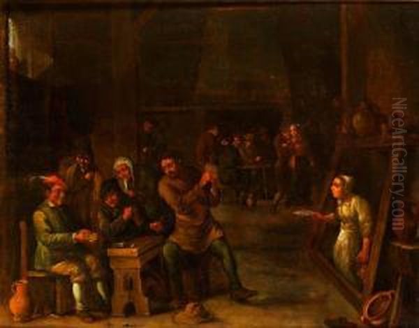 Wirtshausszene Mit Bierkrug Oil Painting by David The Younger Teniers