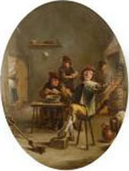 In A Tavern Oil Painting by David The Younger Teniers