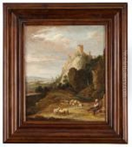 Hoglant Landskap Med Flojtspelande Herde Vid Sin Flock Oil Painting by David The Younger Teniers