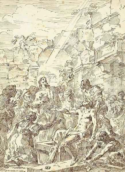 The Raising of Lazarus Oil Painting by Francesco Fontebasso