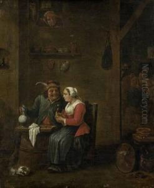 D. J. - Umkreis: Bauernpaar Oil Painting by David The Younger Teniers