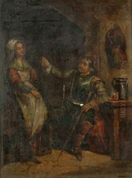 A Soldier And A Serving Girl Oil Painting by David The Younger Teniers