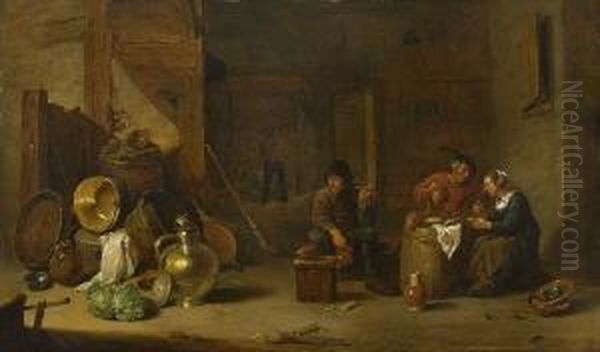 Bauerliches Interieur Oil Painting by David The Younger Teniers