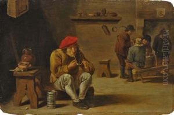 Raucher In Der Wirtsstube Oil Painting by David Teniers De Jonge