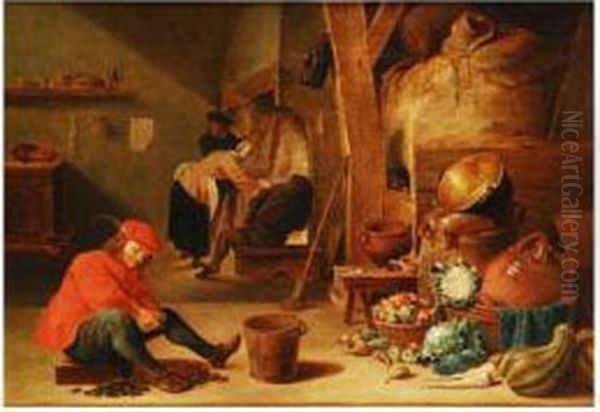 Interior De Cocina Oil Painting by David Teniers De Jonge