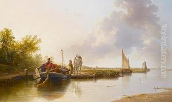 The Timber Barge Oil Painting by John F Tennant